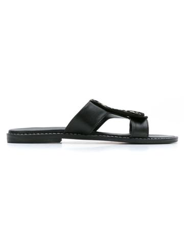 Manolita Leather Slippers - Black