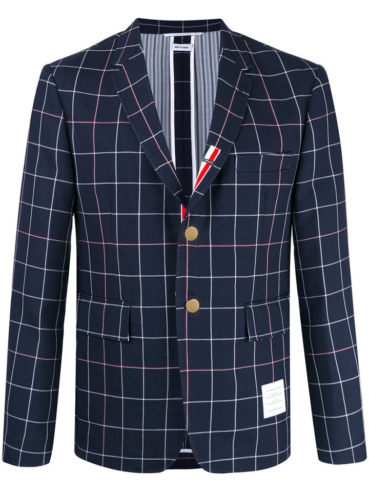 Thom Browne - Checked Blazer - Men - Silk/cotton/wool - 1, Blue, Silk/cotton/wool