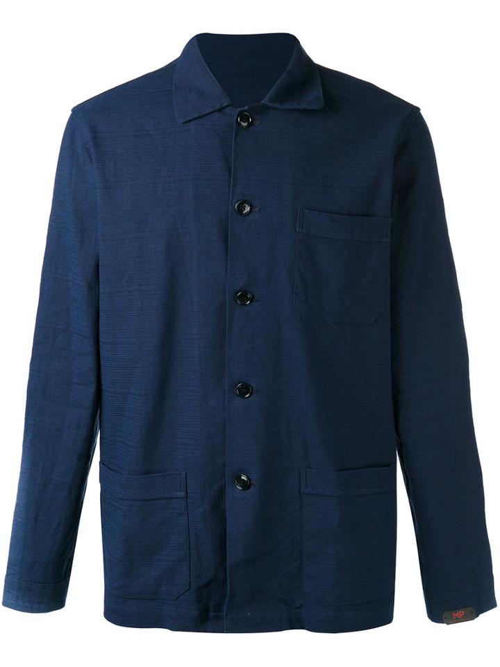 Mp Massimo Piombo - Shirt Jacket - Men - Cotton/linen/flax/spandex/elastane - L, Blue, Cotton/linen/flax/spandex/elastane