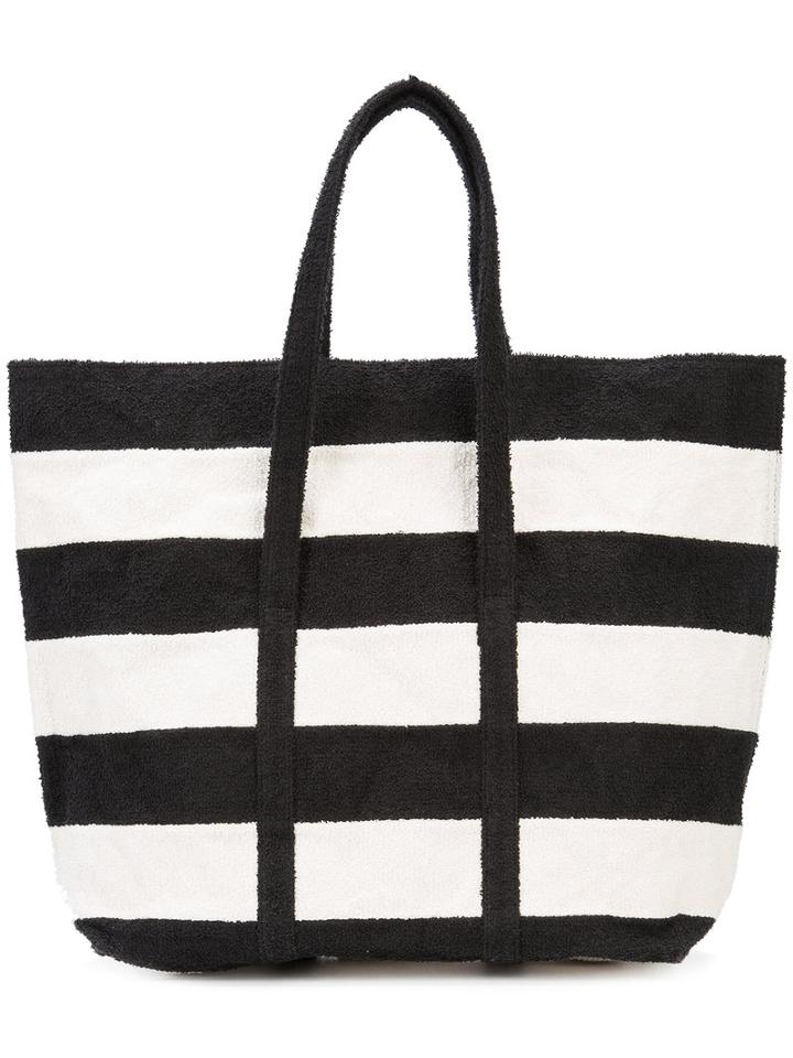 Zilla Striped Shopper Bag, Women's, Black, Aluminium/cotton