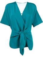 3.1 Phillip Lim Tie Front Blouse, Women's, Size: 6, Green, Silk