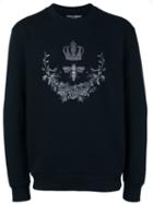 Dolce & Gabbana Crown & Bee Embroidered Sweatshirt, Men's, Size: 46, Black, Cotton/polyester