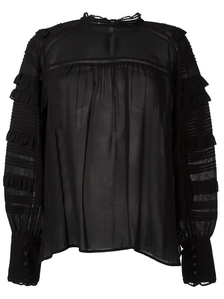 Isabel Marant 'qimper' Semi-sheer Blouse, Women's, Size: 38, Black, Silk/spandex/elastane
