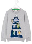 Fendi Kids - Logo Front Sweatshirt - Kids - Cotton/spandex/elastane - 4 Yrs, Grey