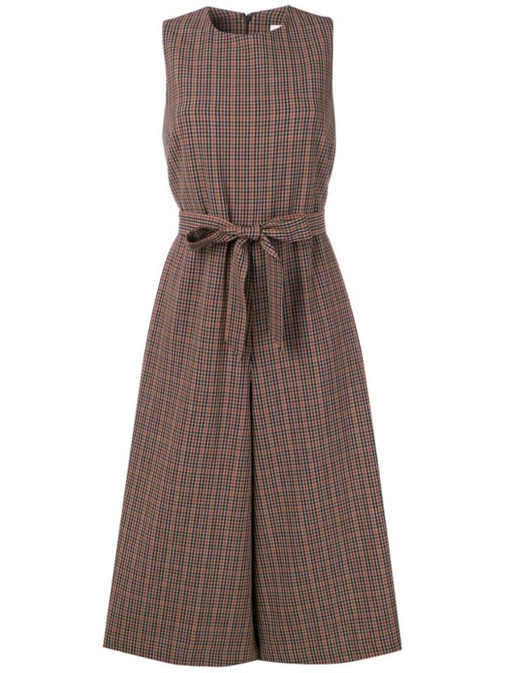 Ymc Check Print Wide Leg Jumpsuit - Brown