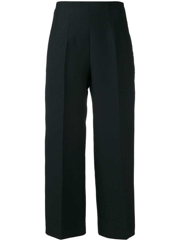 Fendi - Pleated Cropped Trousers - Women - Silk/wool - 40, Women's, Black, Silk/wool