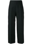 Fendi - Pleated Cropped Trousers - Women - Silk/wool - 40, Women's, Black, Silk/wool