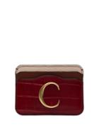 Chloé Croc Effect Leather Cardholder - Red