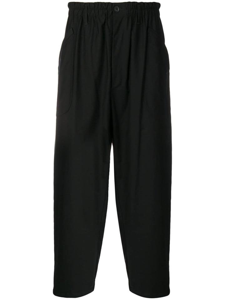 Yohji Yamamoto Loose Cropped Trousers - Black