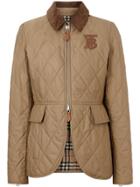 Burberry Monogram Motif Quilted Riding Jacket - Brown