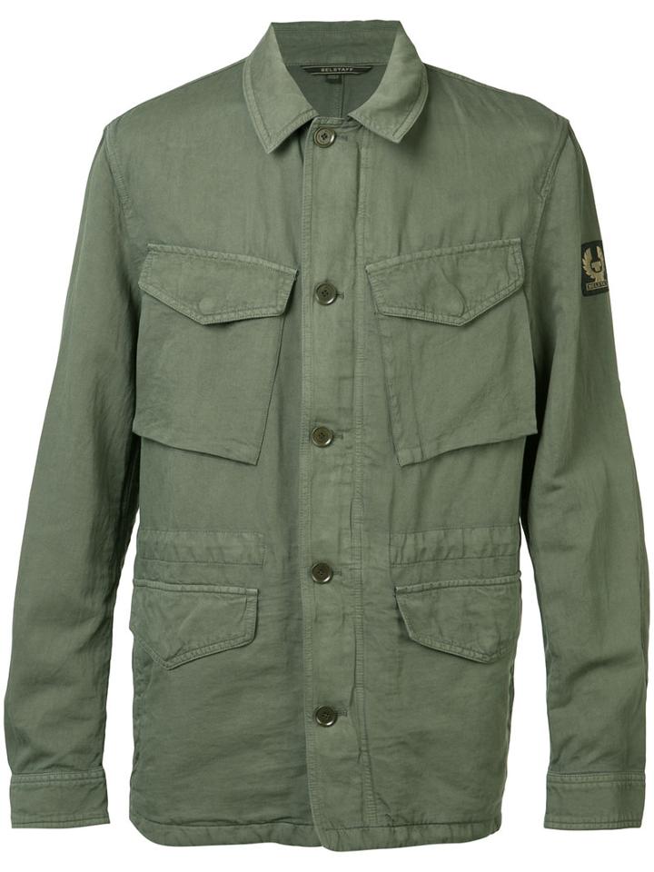 Belstaff - Cargo Pocket Shirt Jacket - Men - Cotton/linen/flax/acetate - 54, Green, Cotton/linen/flax/acetate