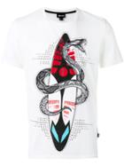 Just Cavalli Surf Snake Print T-shirt, Men's, Size: Small, White, Cotton