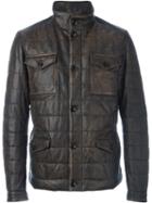Tod's Four Pocket Padded Jacket, Men's, Size: Large, Brown, Lamb Skin/polyester/spandex/elastane/virgin Wool