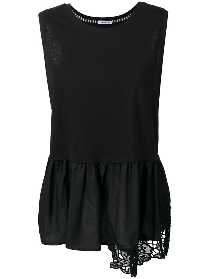 P.a.r.o.s.h. Embroidered Peplum Tank - Black