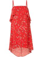Alice+olivia Floral Print Layered Dress, Women's, Size: Large, Red, Polyester/spandex/elastane