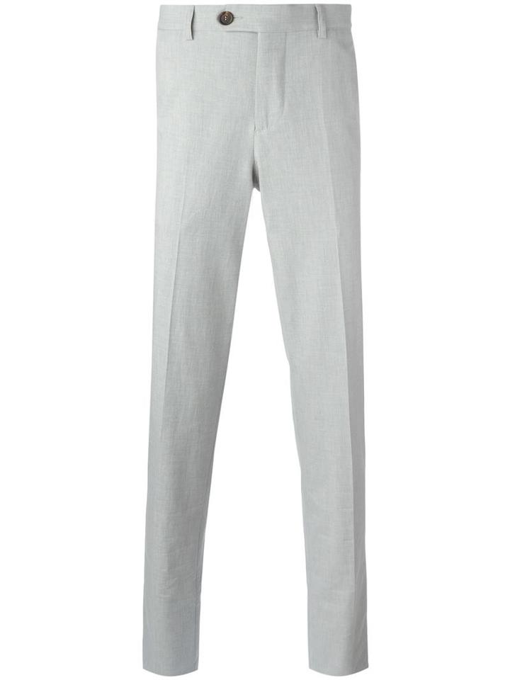 Brunello Cucinelli Cropped Tailored Trousers, Men's, Size: 48, Grey, Cotton