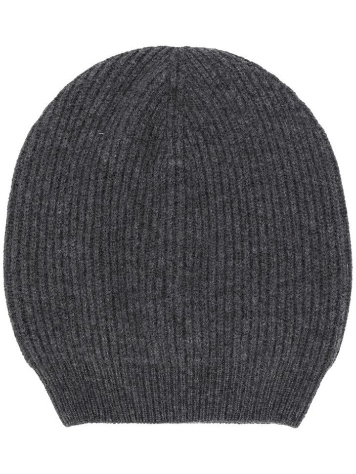 Fabiana Filippi Ribbed Knit Beanie Hat - Grey