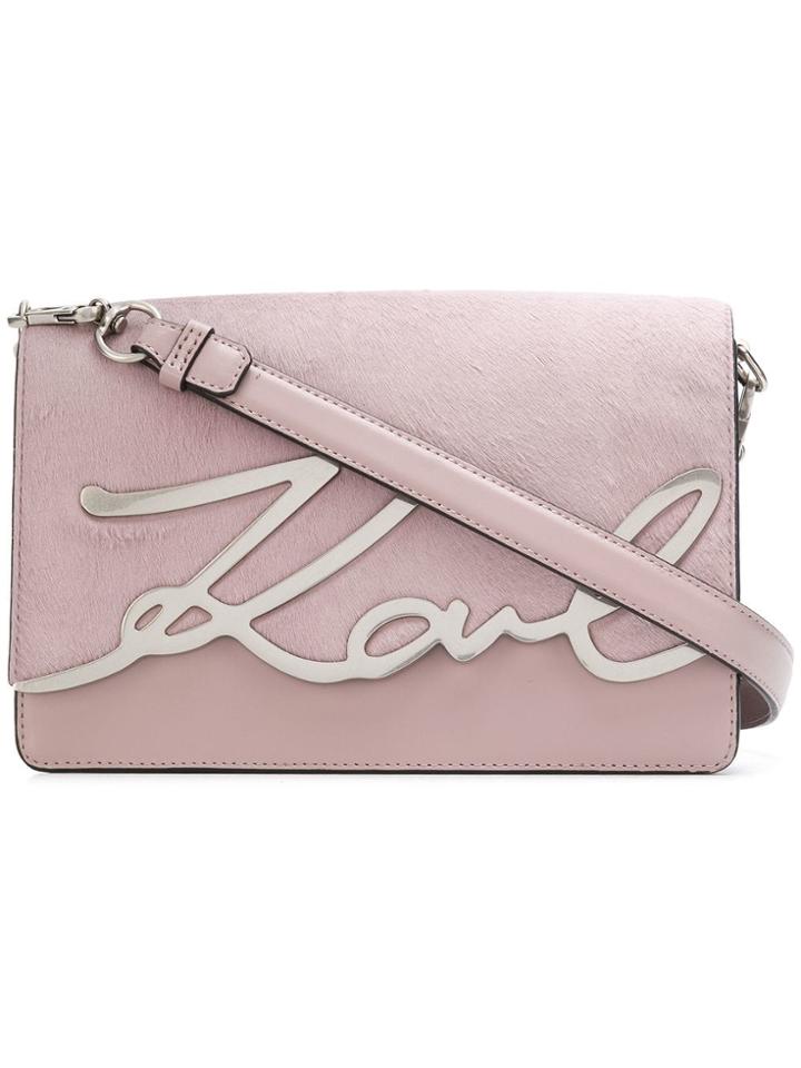 Karl Lagerfeld K/ Signature Luxe Shoulder Bag - Pink & Purple