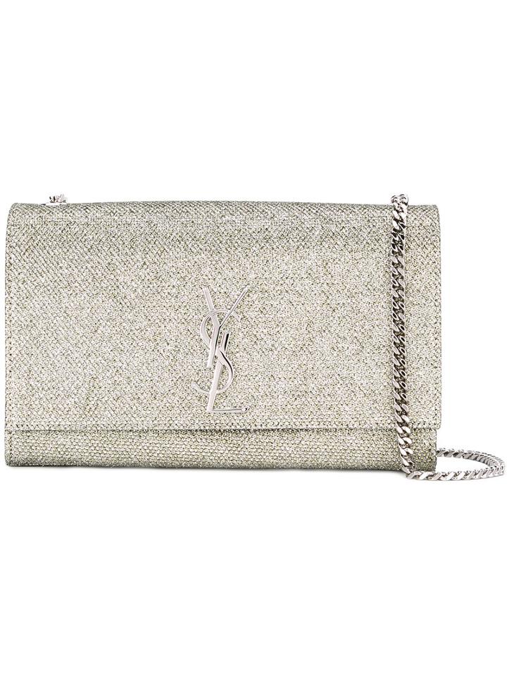 Saint Laurent - Chain Shoulder Bag - Women - Cotton/polyester/polyimide - One Size, Women's, Grey, Cotton/polyester/polyimide
