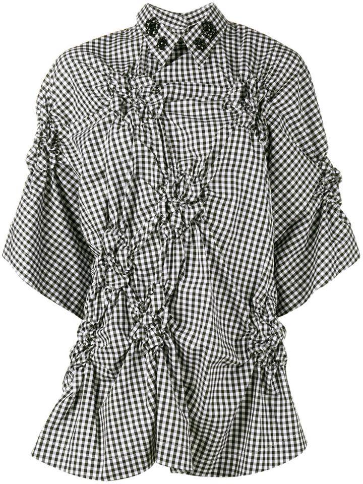 Simone Rocha Ruched Gingham Top - Black