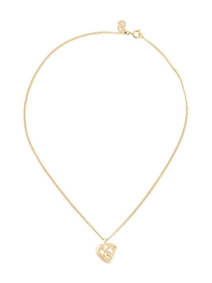Christian Dior Pre-owned Heart Logo Pendant Necklace - Gold