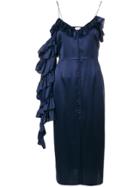 Magda Butrym Frill-trim Midi Dress - Blue