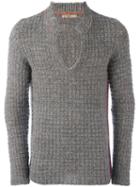 Nuur Collar Detail Jumper, Men's, Size: 48, Grey, Silk/nylon/merino