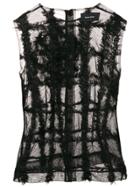 Simone Rocha Sheer Textured Stripe Top - Black