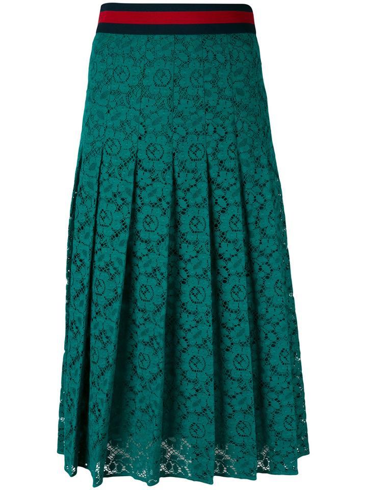 Gucci - Web Lace Skirt - Women - Cotton/polyamide/silk - 40, Green, Cotton/polyamide/silk