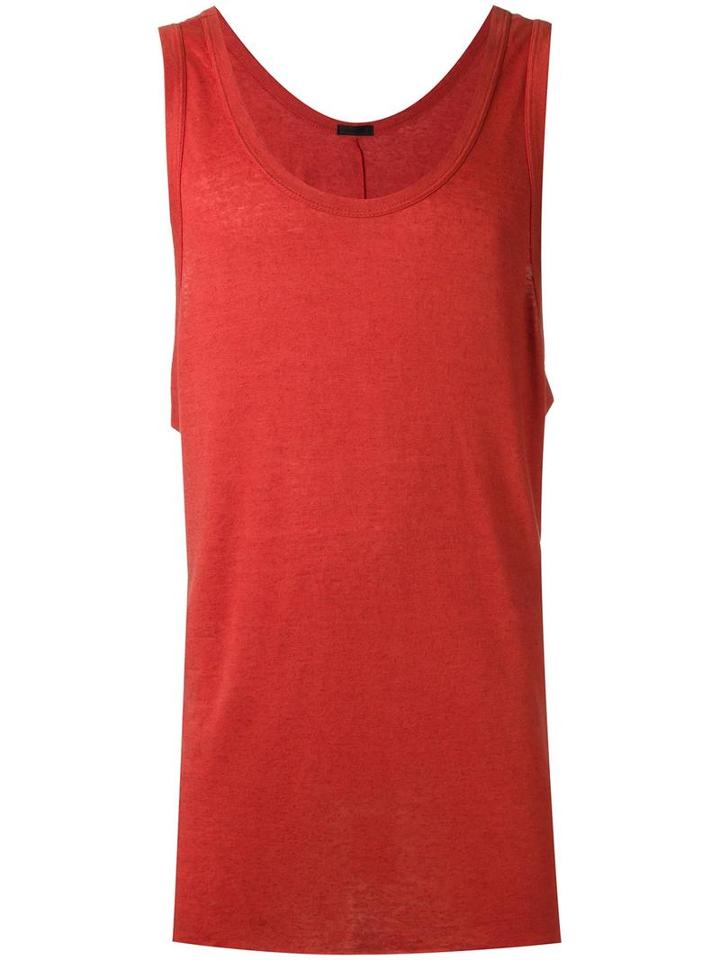 Osklen Round Neck Tank Top, Men's, Size: P, Red, Linen/flax/viscose