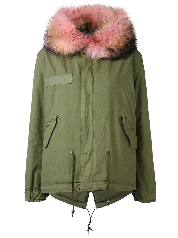 Mr & Mrs Italy - Army Mini Parka - Women - Cotton/leather/polyester/racoon Fur - S, Green, Cotton/leather/polyester/racoon Fur