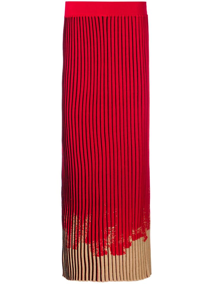 Rokh Pleated Skirt With Contrast Hem - Red