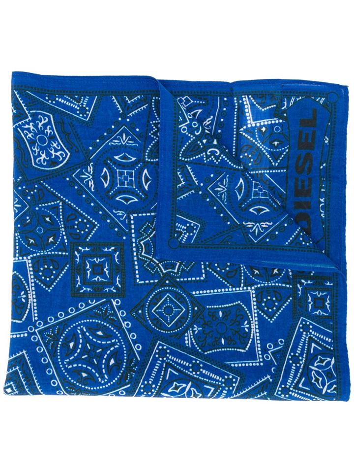 Diesel Paisley Print Scarf - Blue