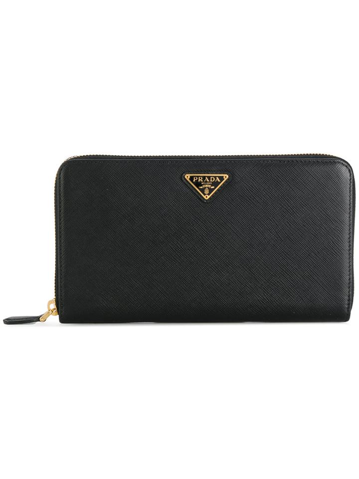 Prada Saffiano Zip Wallet - Black