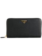 Prada Saffiano Zip Wallet - Black