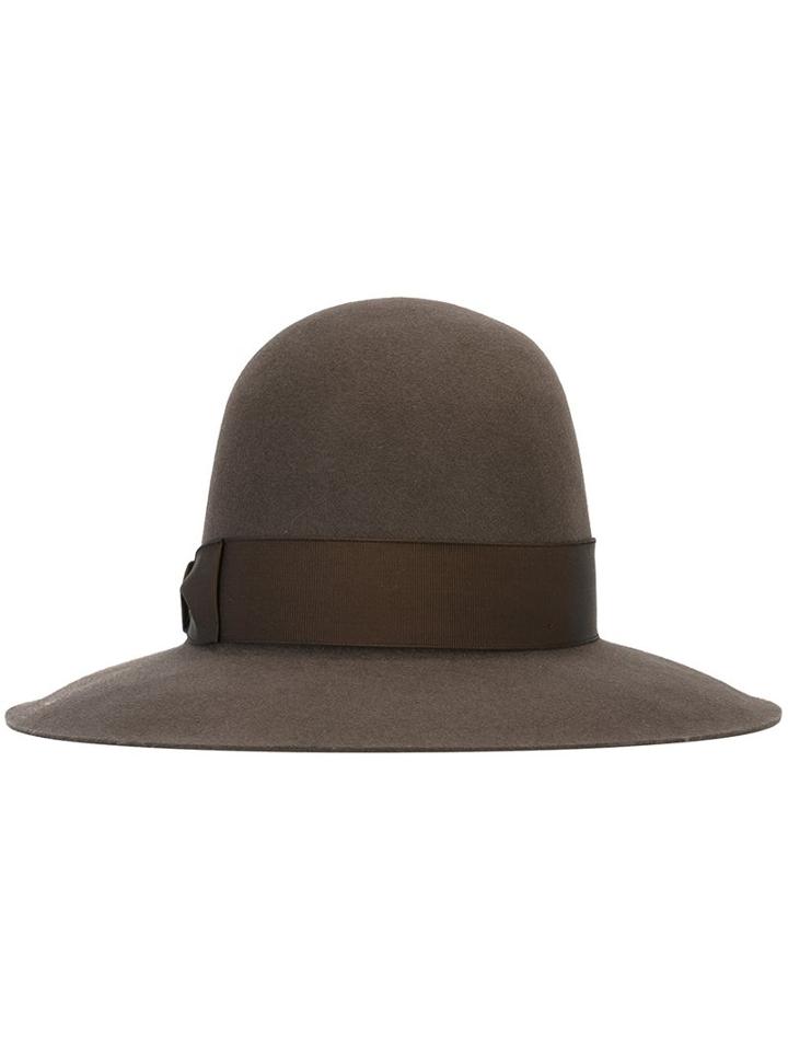 Borsalino Bow Detail Hat, Women's, Size: 58, Brown, Wool