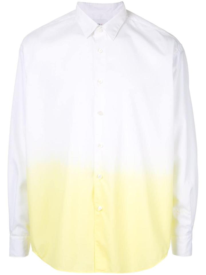 Ports V Ombré Button Up Shirt - White