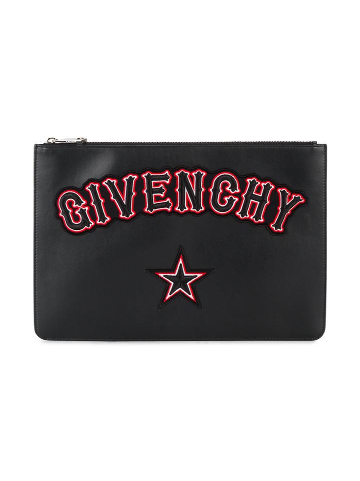 Givenchy Embroidered Logo Pouch Bag - Black
