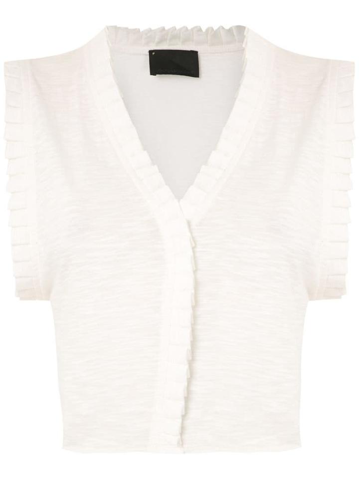 Andrea Bogosian Pleated Trim Poncho Blouse - White