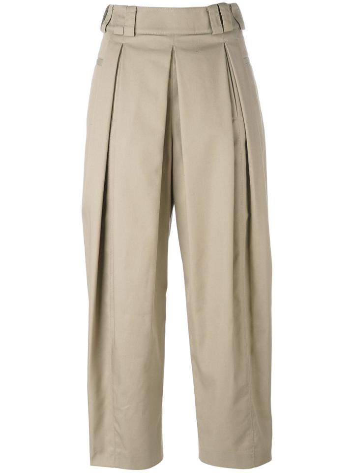 Alexander Wang Pleated Cropped Trousers - Nude & Neutrals