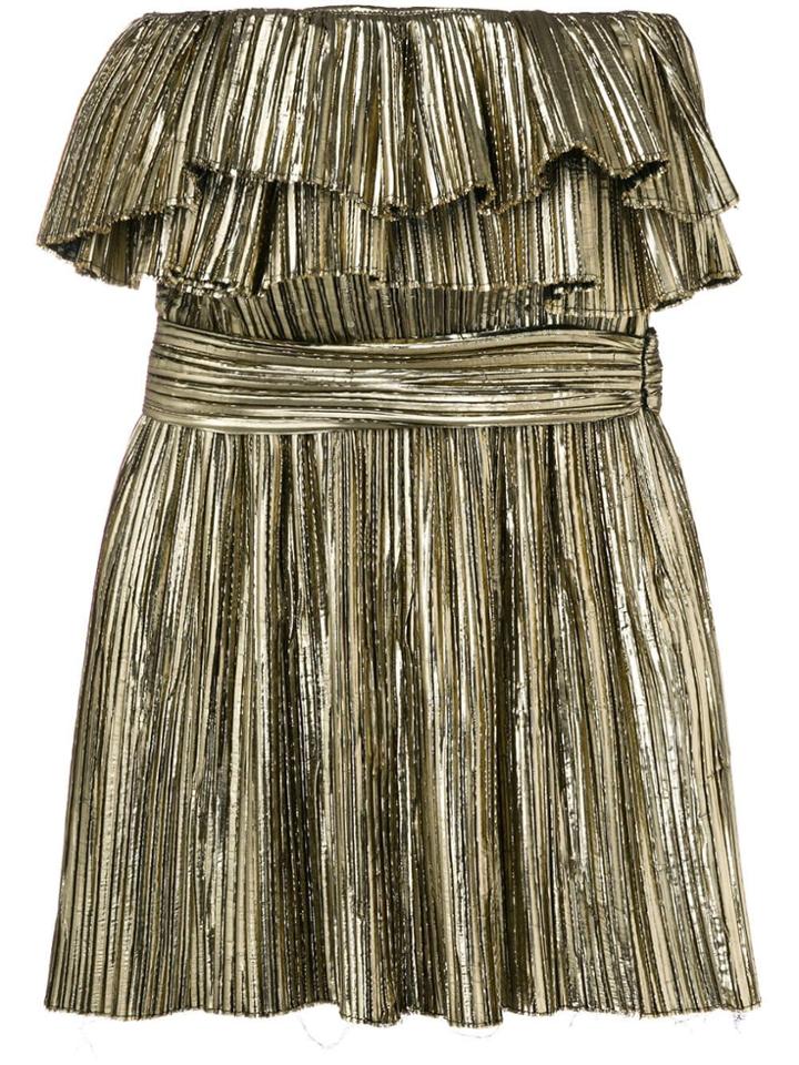 Saint Laurent Metallic Ruffle Cocktail Dress