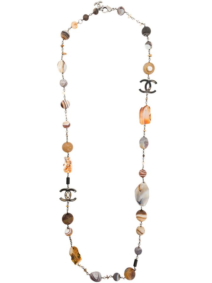 Chanel Vintage Interlocking Cc Long Necklace - Brown