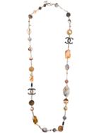 Chanel Vintage Interlocking Cc Long Necklace - Brown
