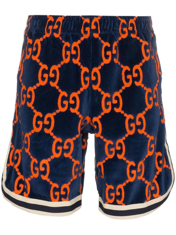 Gucci Knee Length Logo Printed Shorts - Blue
