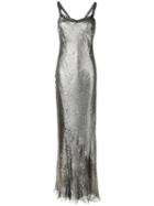 Alberta Ferretti Metallic (grey) Long Dress, Women's, Size: 40, Silk/polyester