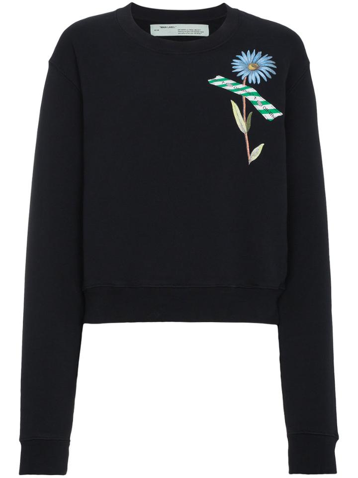 Off-white Floral Tape Print Sweatshirt - Black