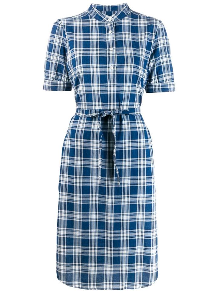 A.p.c. Plaid Short-sleeve Shirt Dress - Blue