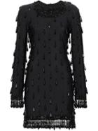 Burberry Long-sleeve Embellished Mini Dress - Black