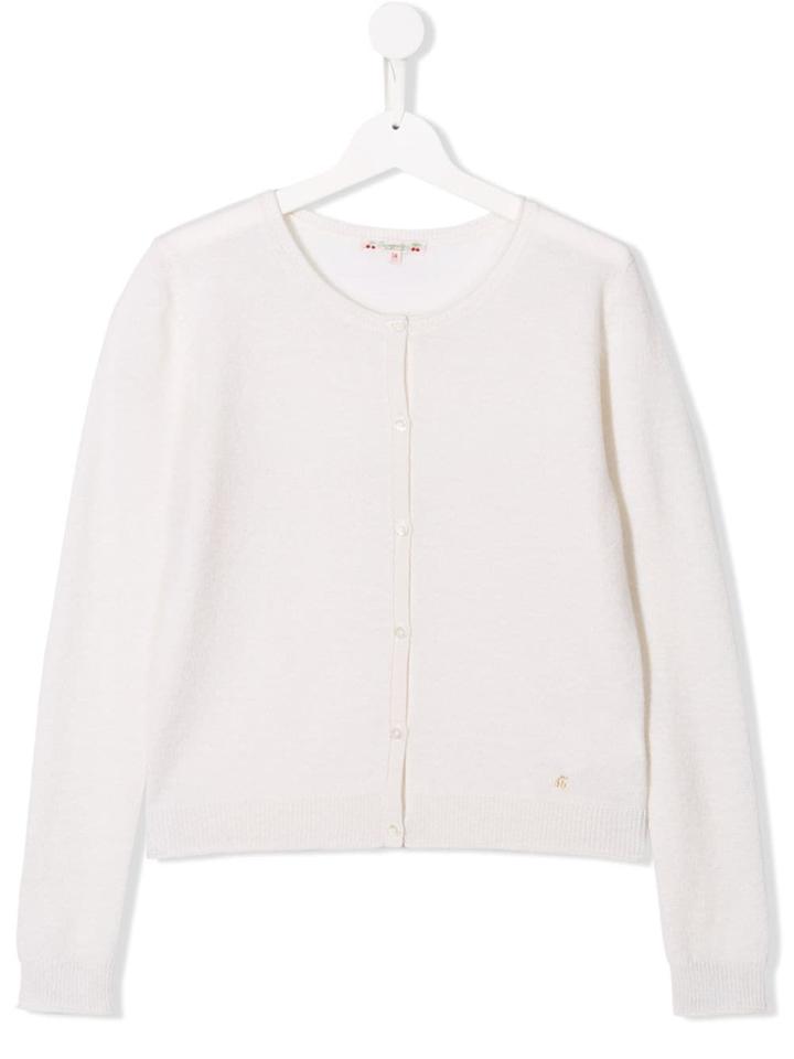 Bonpoint Teen Cashmere Classic Cardigan - White
