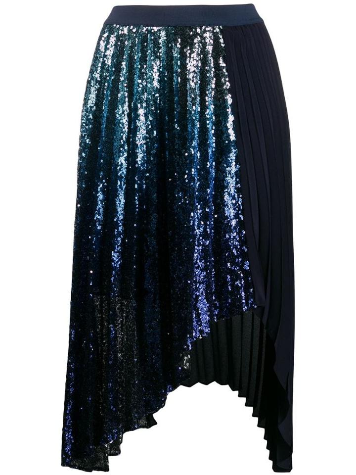 Pinko Pleated Sequinned Skirt - Blue